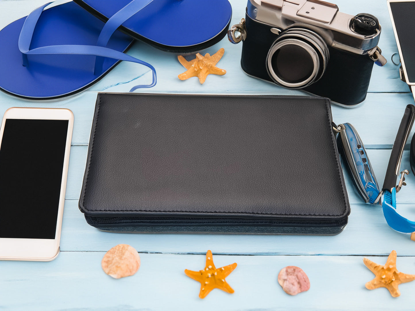Black Vegan Leather Travel Wallet