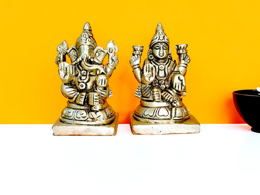 Lakshmi Ganesh Brass Statue - Medium