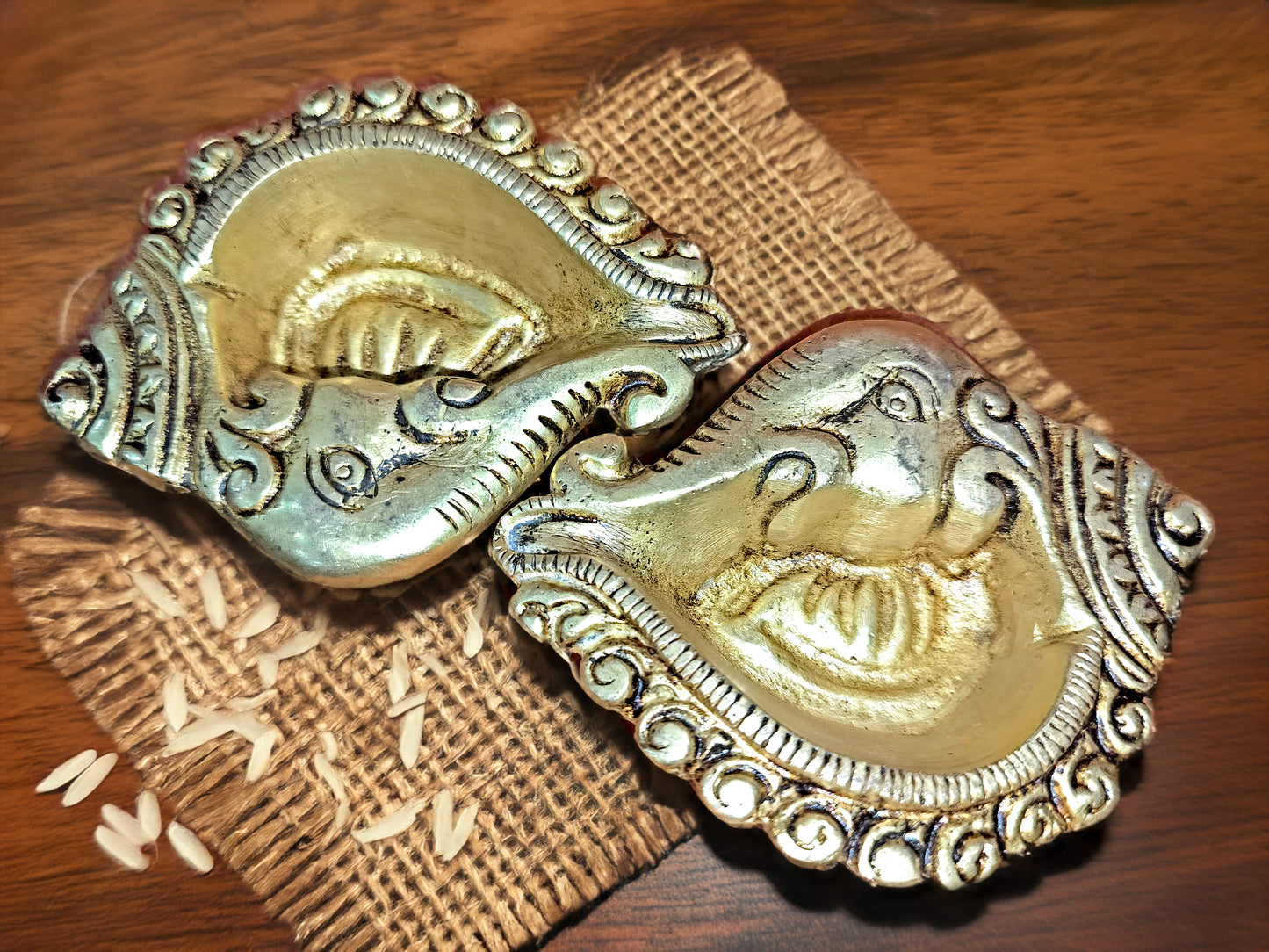 Shankh Brass Diya Pair