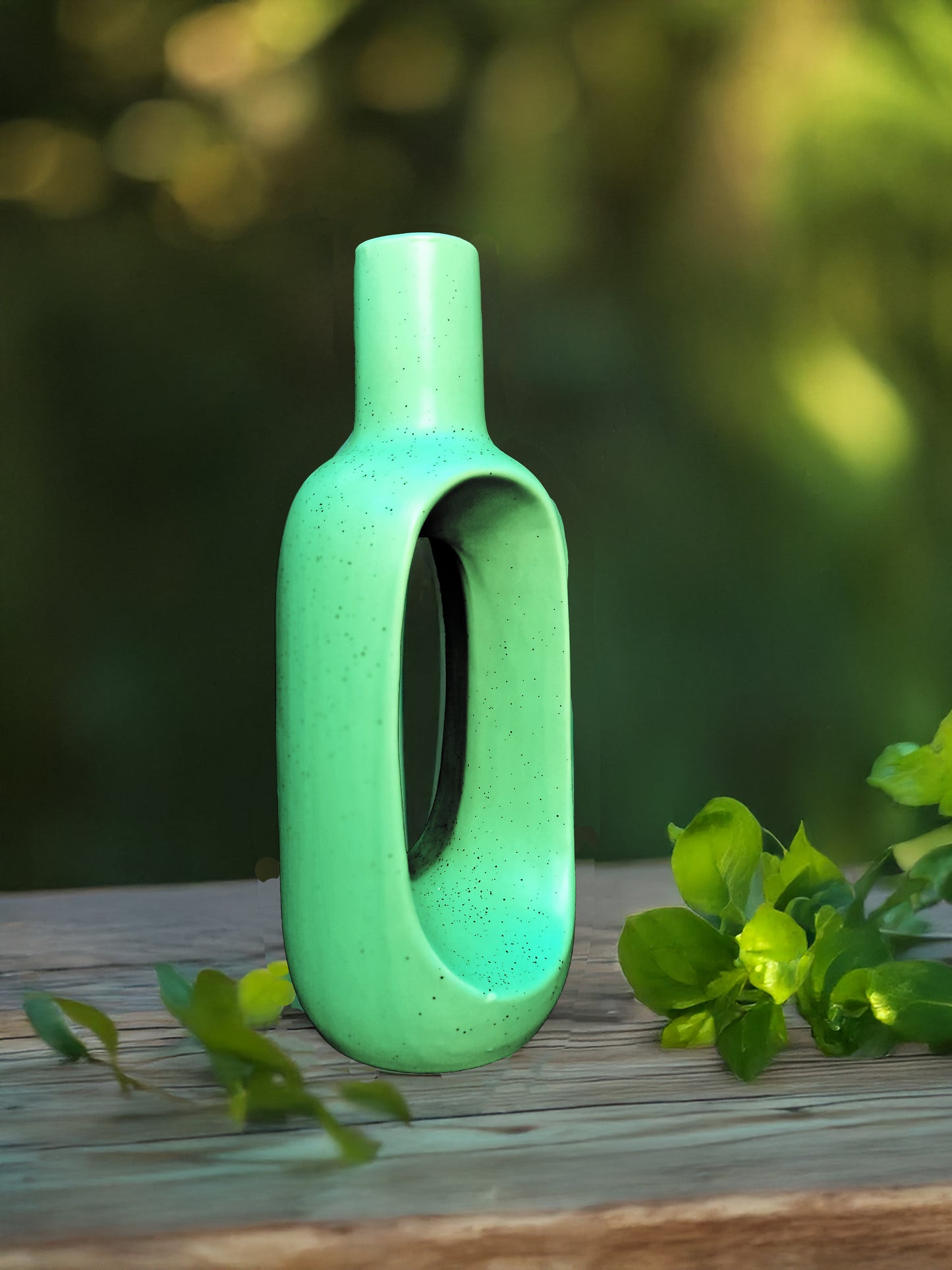Mint Green Donut Ceramic Vase