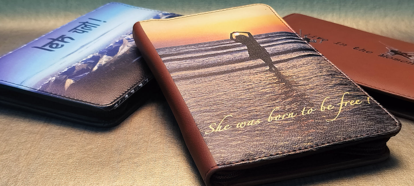 She Was Born To Be Free Brown Vegan Leather Travel Wallet