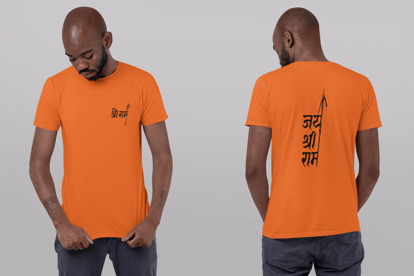 Jai Shri Ram Front Pocket & Back Print Summert T-shirt For Men