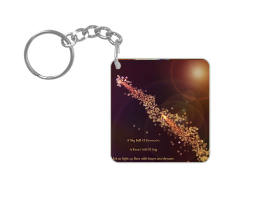 Sky Full Of Fireworks Square Key Chain