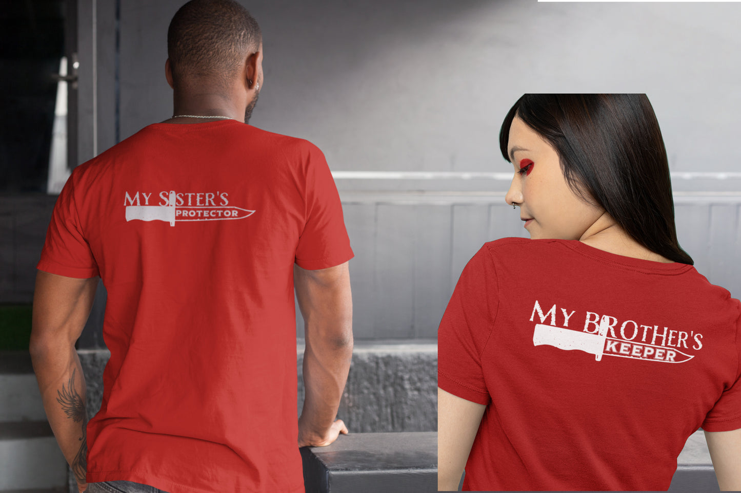 My Sister's Protector/My Brother's Keeper Back Print Summer T-shirt Combo