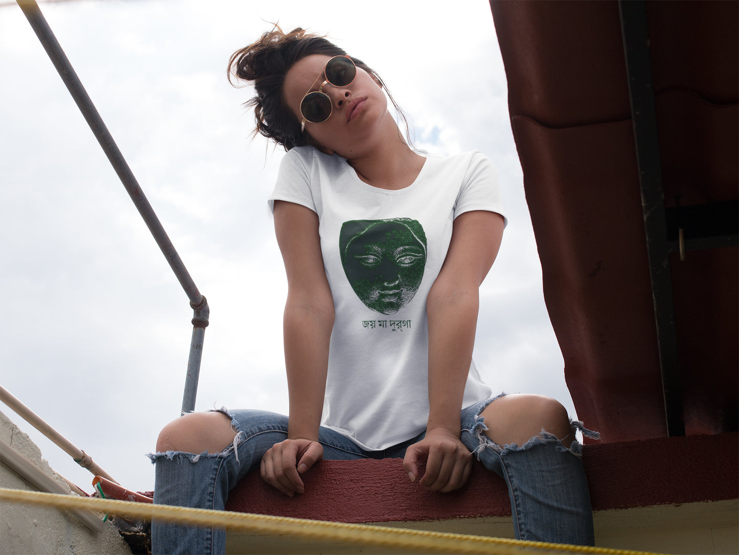 Jai Maa Durga Binary T-Shirt For Women