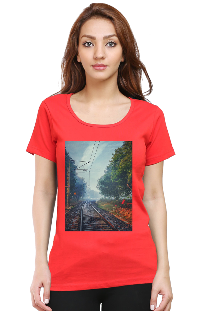 Summer T-shirt for Ladies (Train Track)