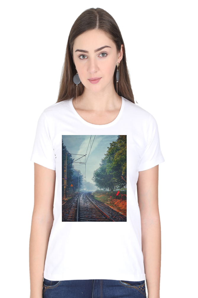 Summer T-shirt for Ladies (Train Track)