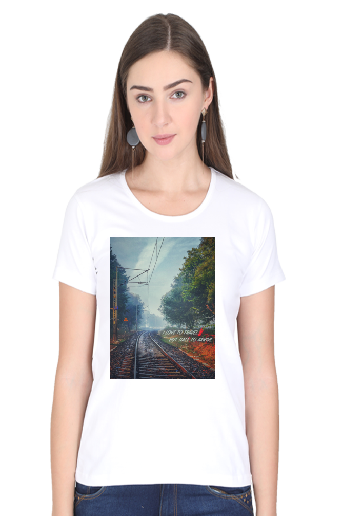 Summer T-shirt for Ladies (Railway Track Travel)