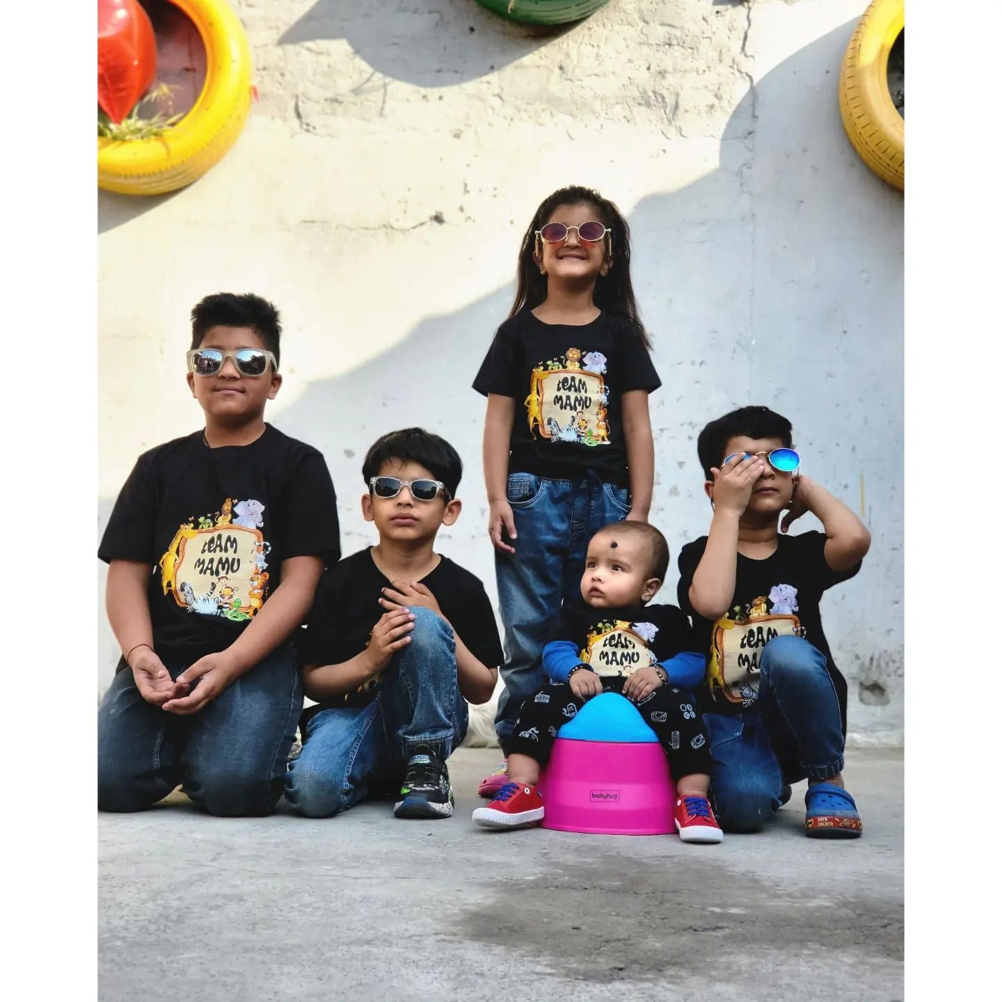 Black T-shirt for Girls(TEAM MAMU)