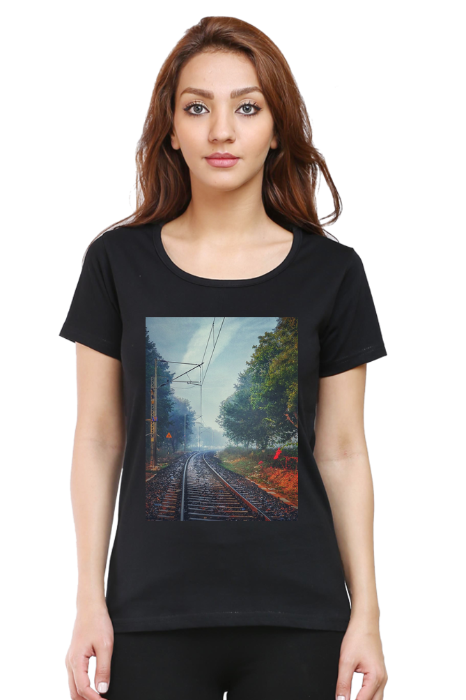 Summer T-shirt for Ladies (Train Track)