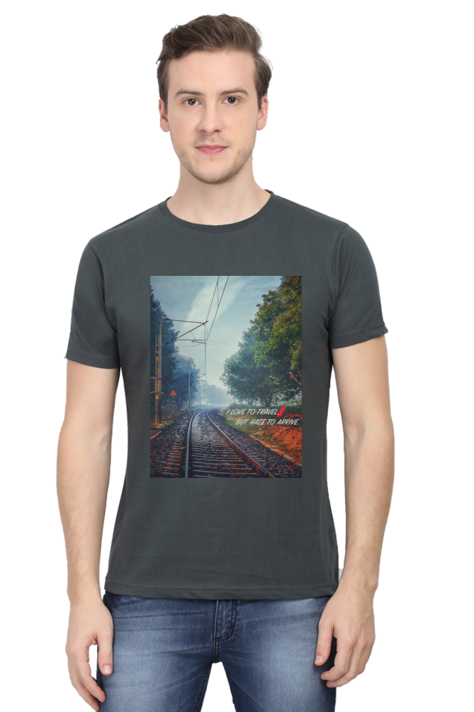 Summer T-shirt for Men(Train Track Travel)