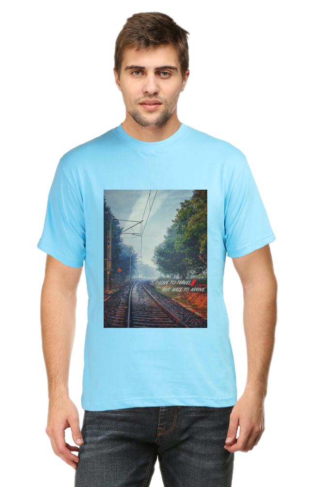 Summer T-shirt for Men(Train Track Travel)