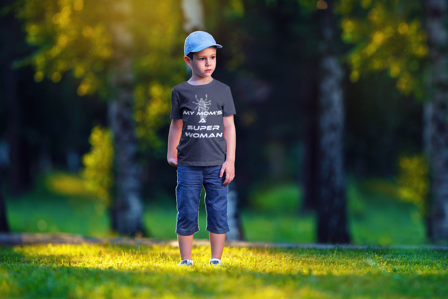 Summer T-shirt for Boys ( My Mom's A Super Woman White )