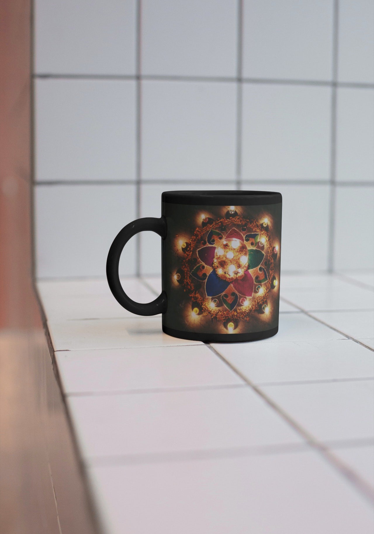 Black Coffee Mug ( Rangoli )