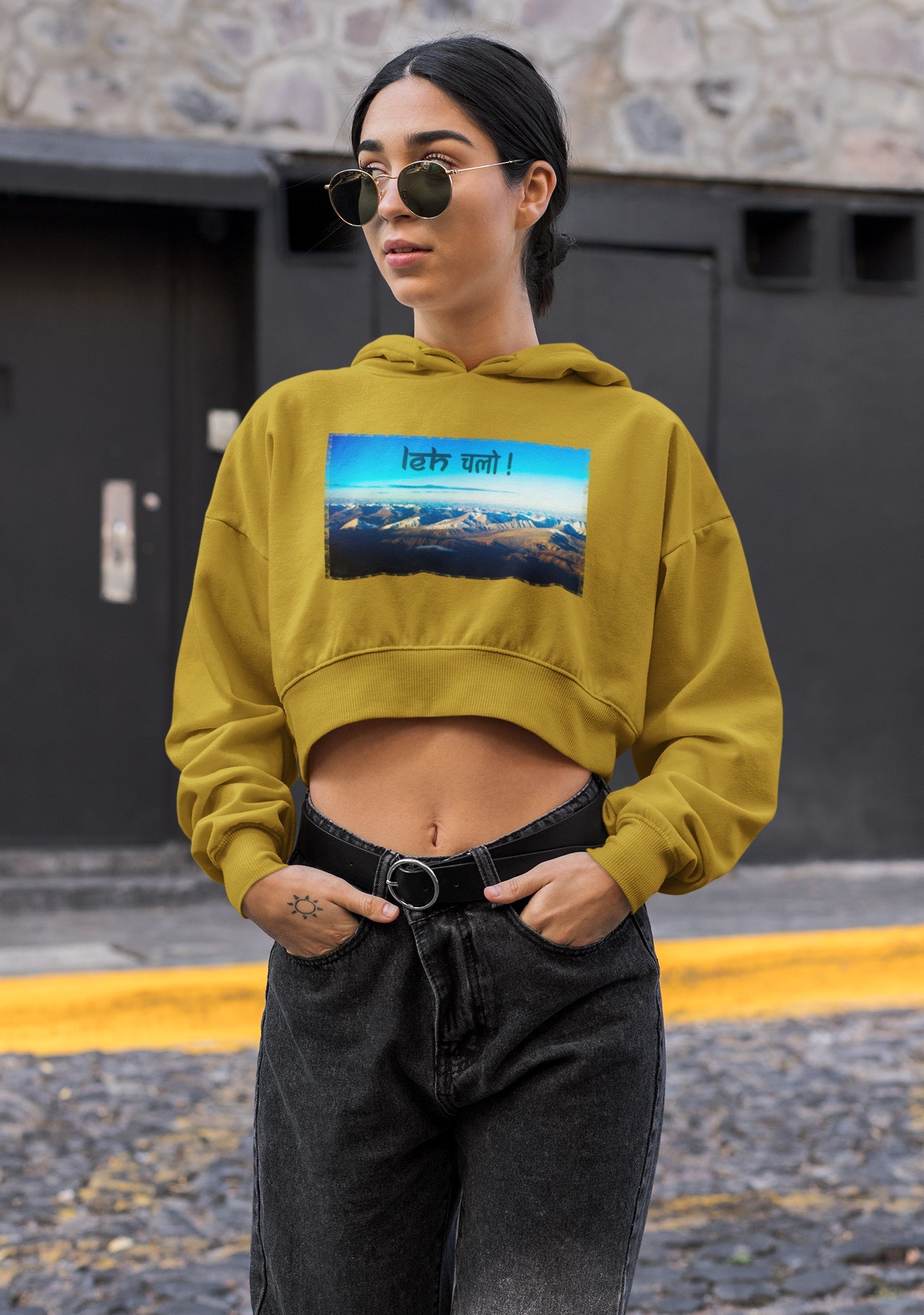 CROP HOODIE FOR WOMEN ( LEH CHALO )