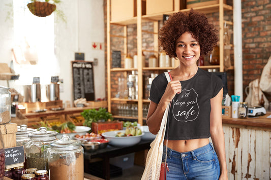 „I'll Keep You Safe“-Crop-Top für Damen mit weißem Aufdruck