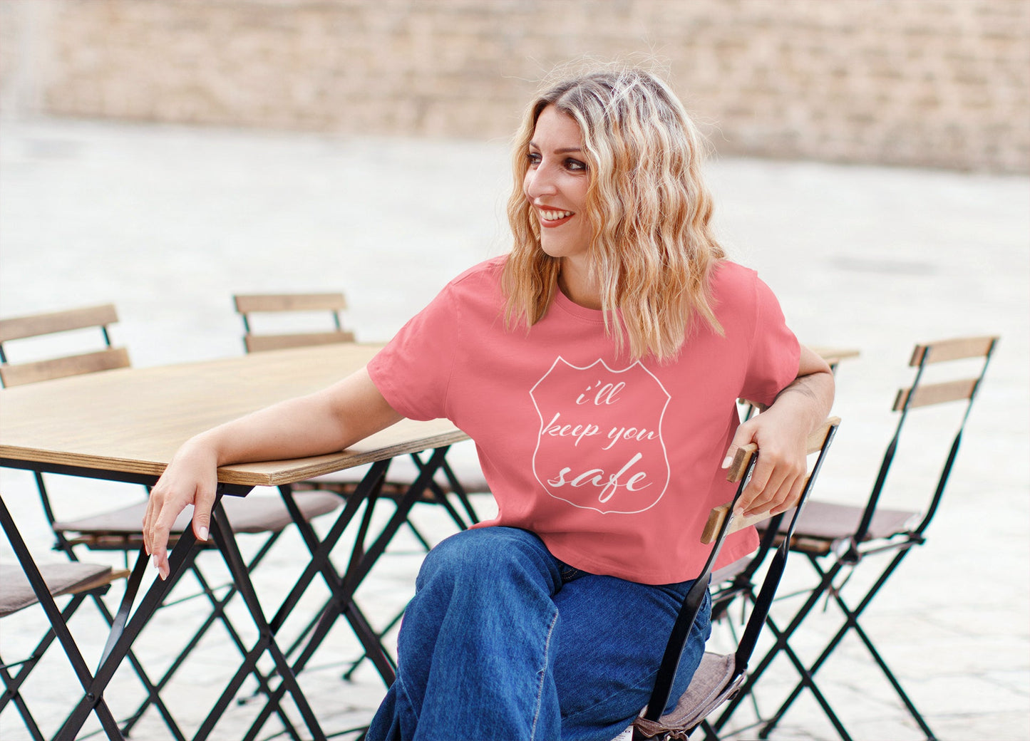 I'll Keep You Safe Crop Top For Women White Print