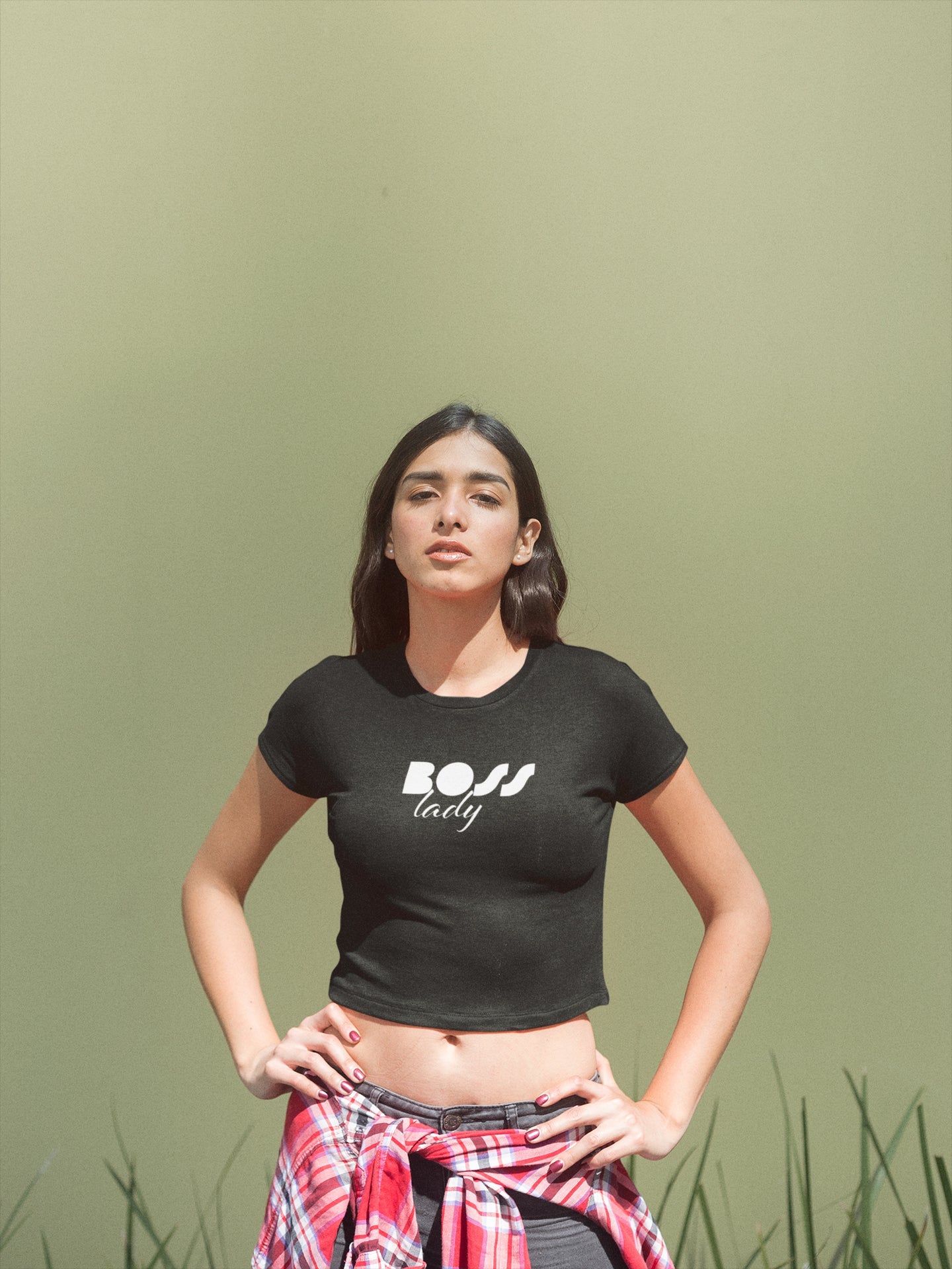 Boss Lady White Print Crop Top For Women