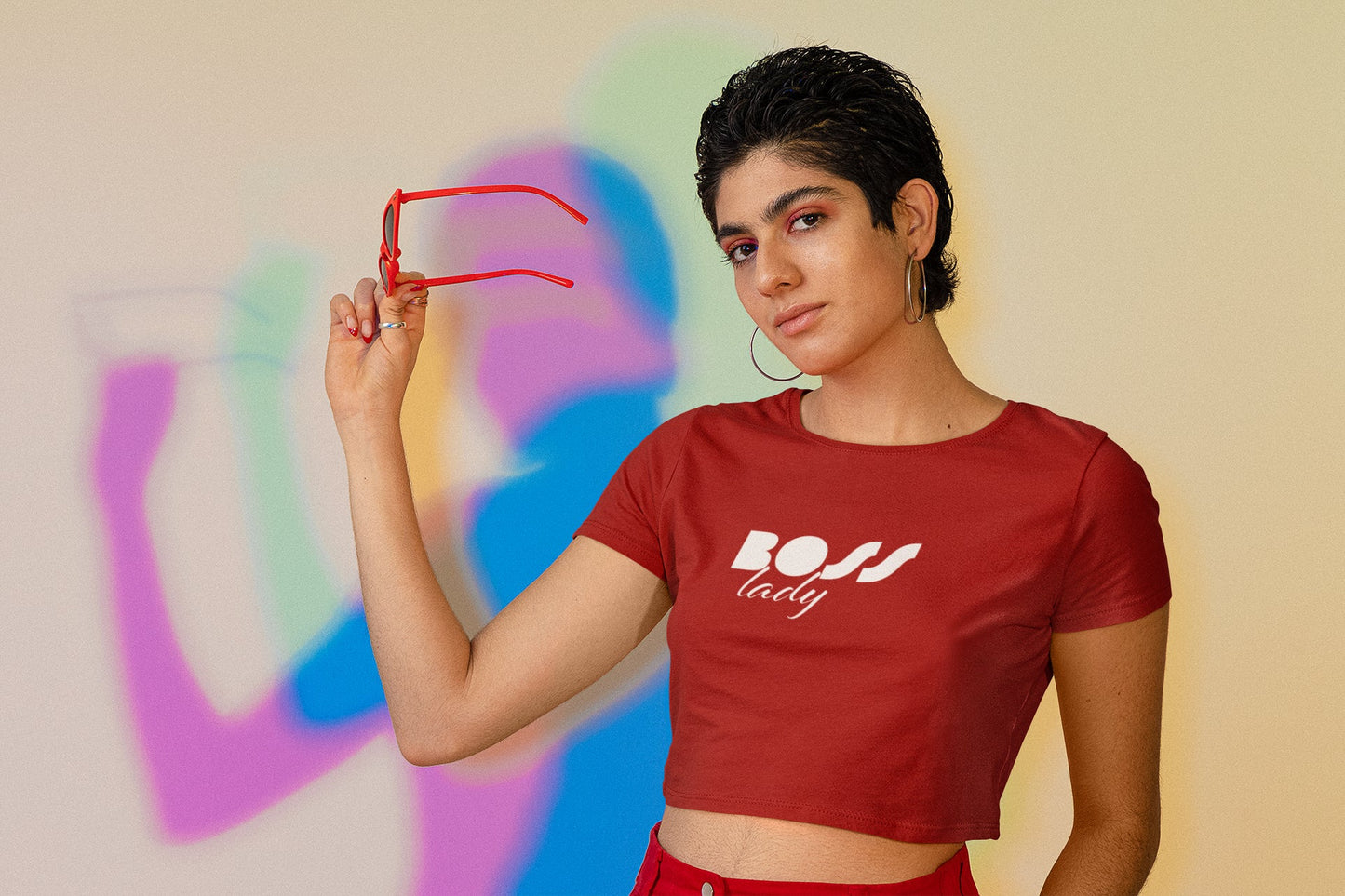 Boss Lady White Print Crop Top For Women