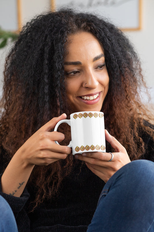 White Coffee Mug ( Colourful Diya Trail  )