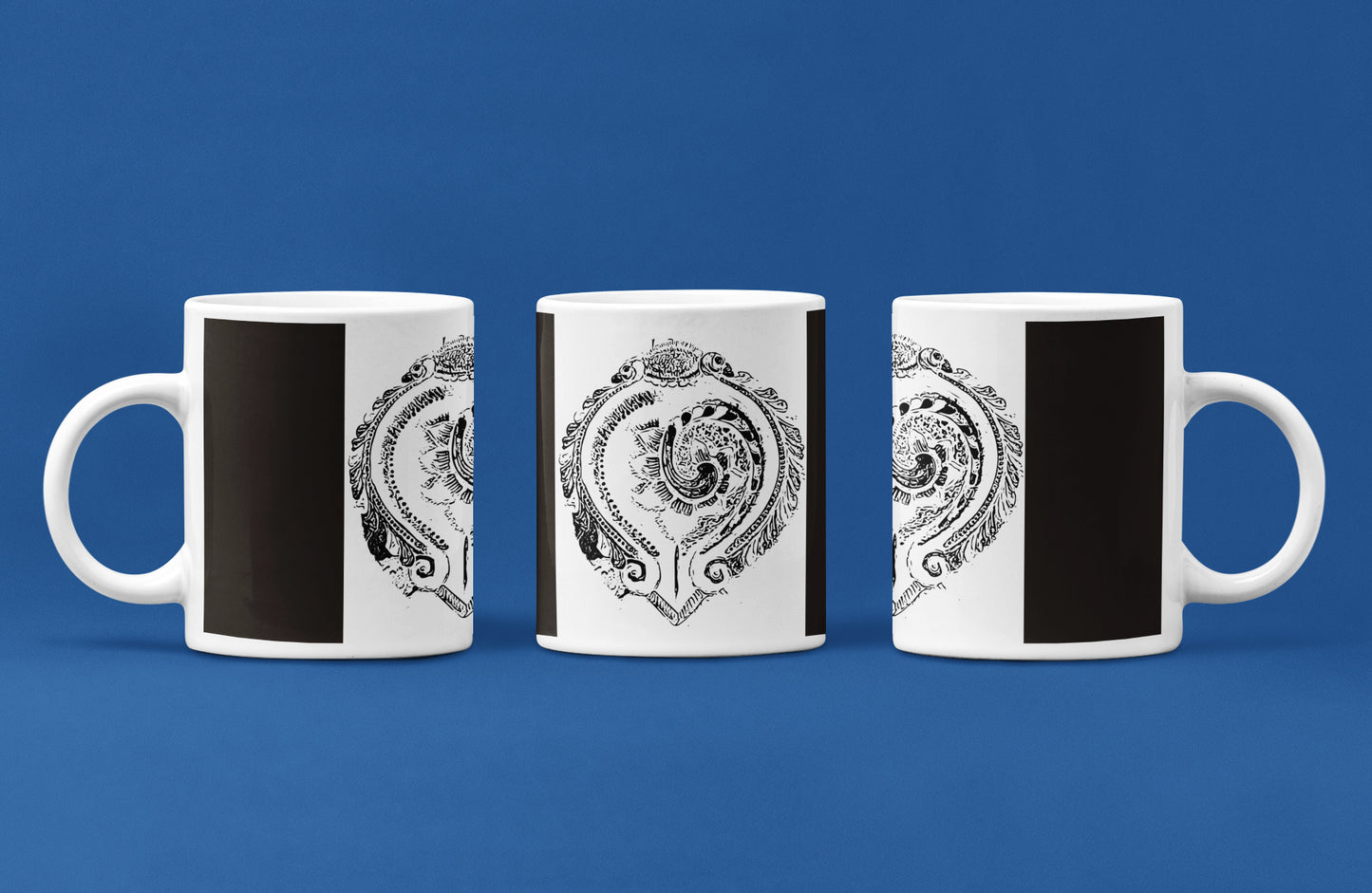 White Coffee Mug ( Black & White Diya )