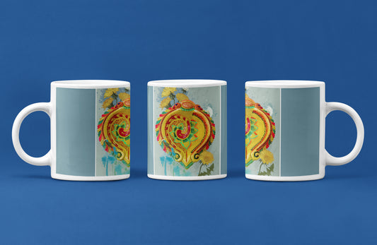 White Coffee Mug ( Diya Flower )