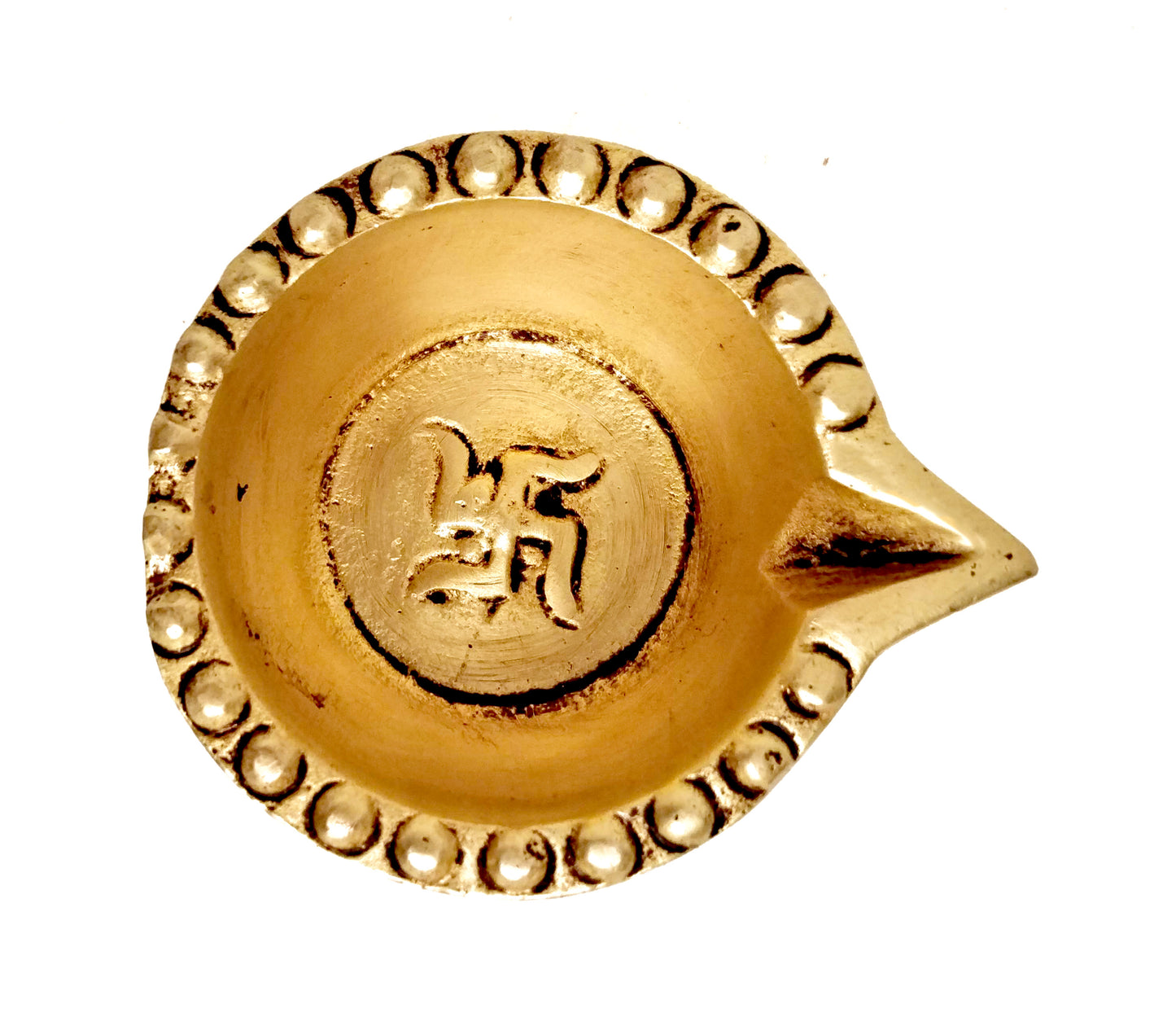 Brass Diya With Dot Border