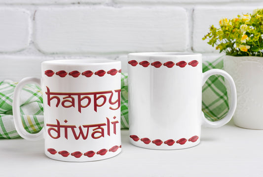 White Coffee Mug ( Happy Diwali Diya Trail )