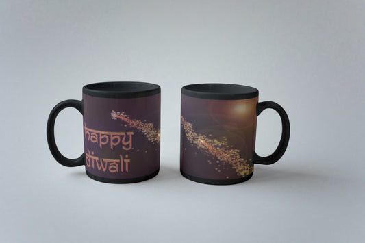 Schwarze Kaffeetasse (Happy Diwali Fireshot)