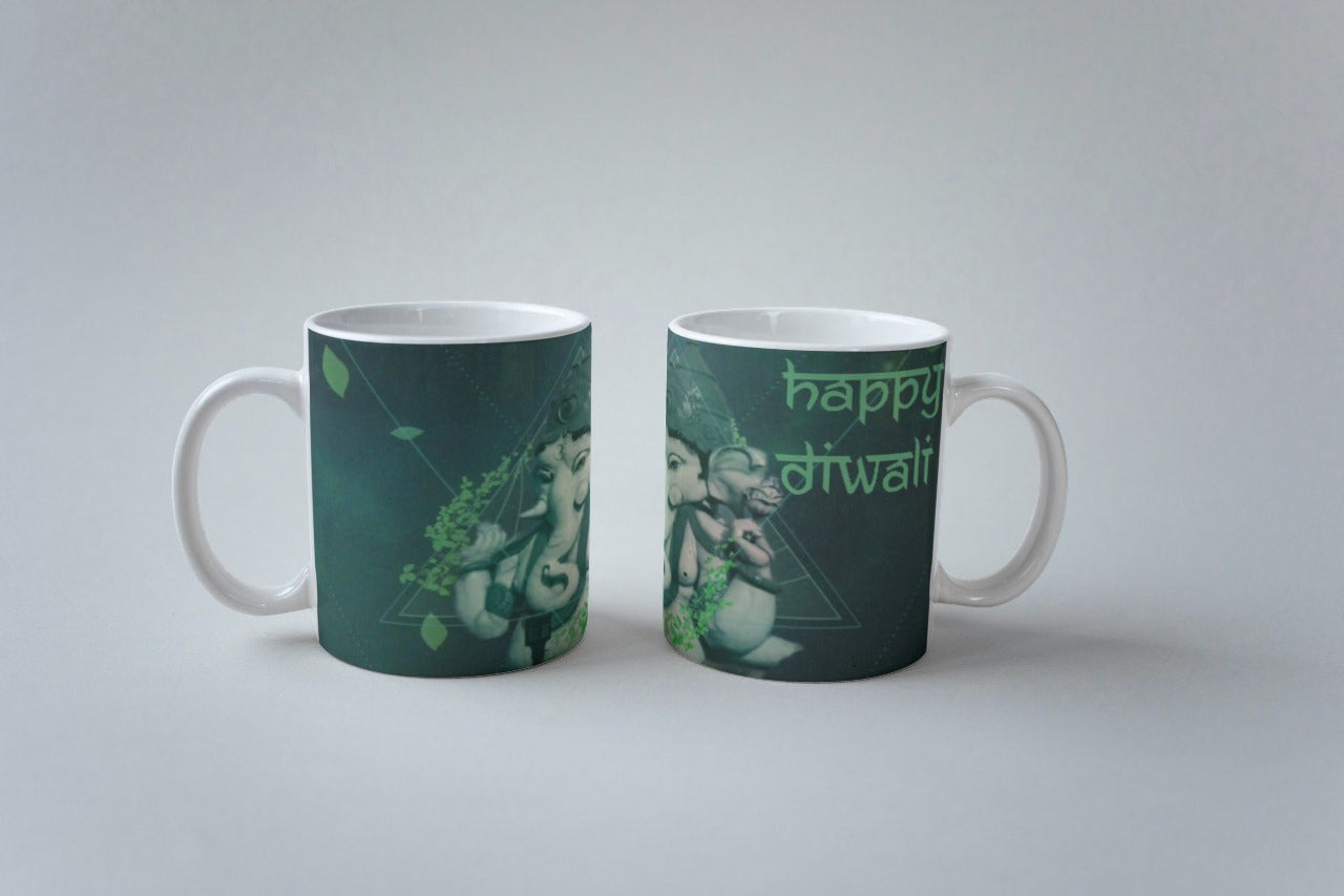 White Coffee Mug (  Happy Diwali Ganpati )