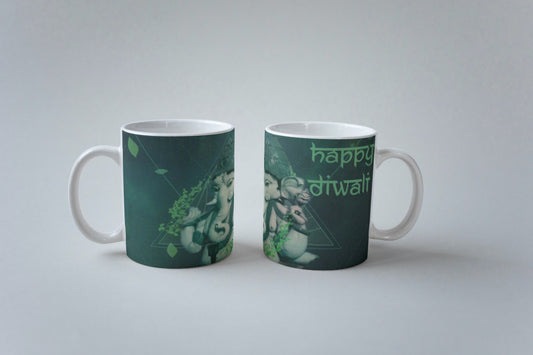 White Coffee Mug (  Happy Diwali Ganpati )