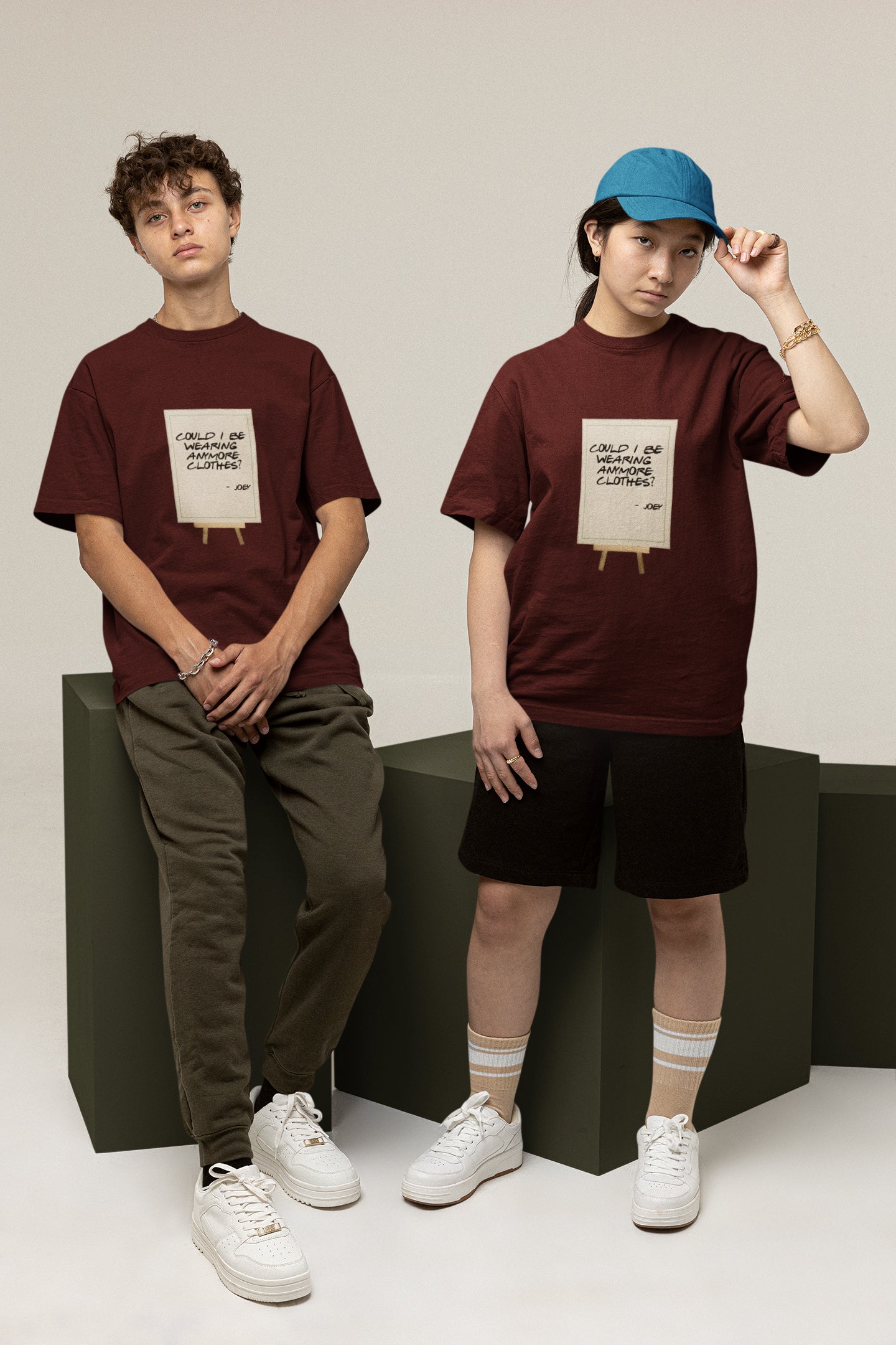 F.R.I.E.N.D.S. Joey Could I Be Wearing Any More Clothes Unisex Oversized T-shirt