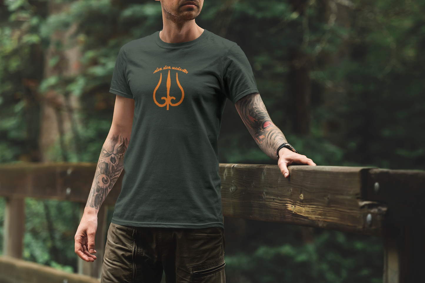 Har Har Mahadev Orange Summer T-shirt for Men