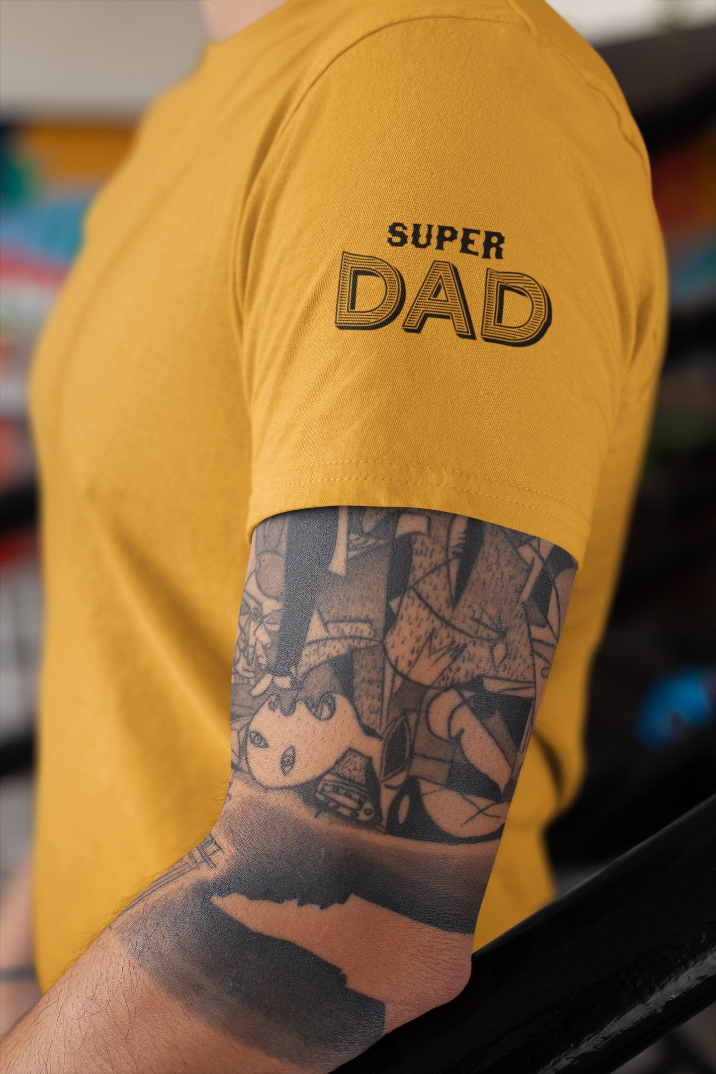 Super Dad Sleeves Print Summer T-shirt for Men