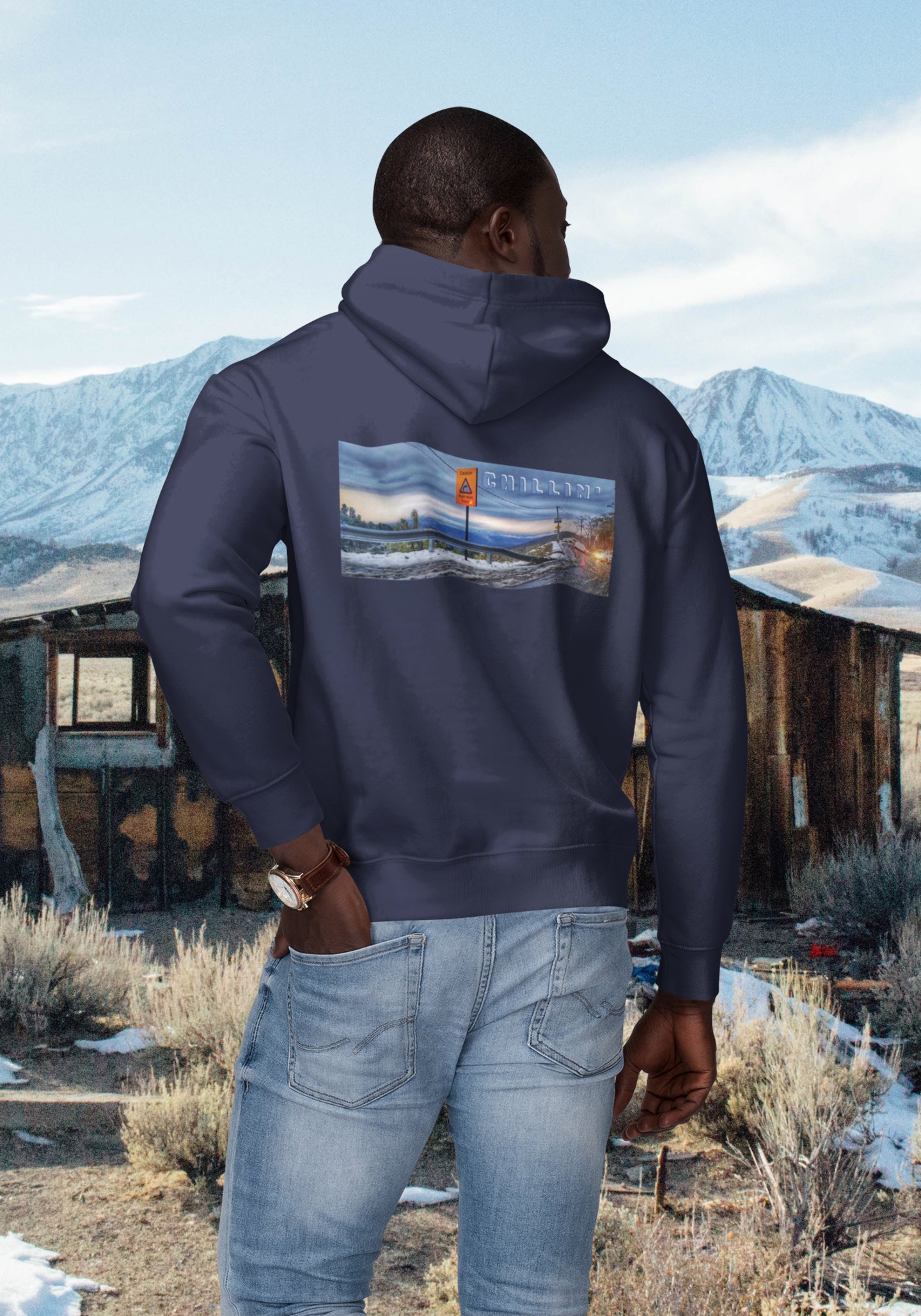 Chilling Back Print Unisex Hoodie
