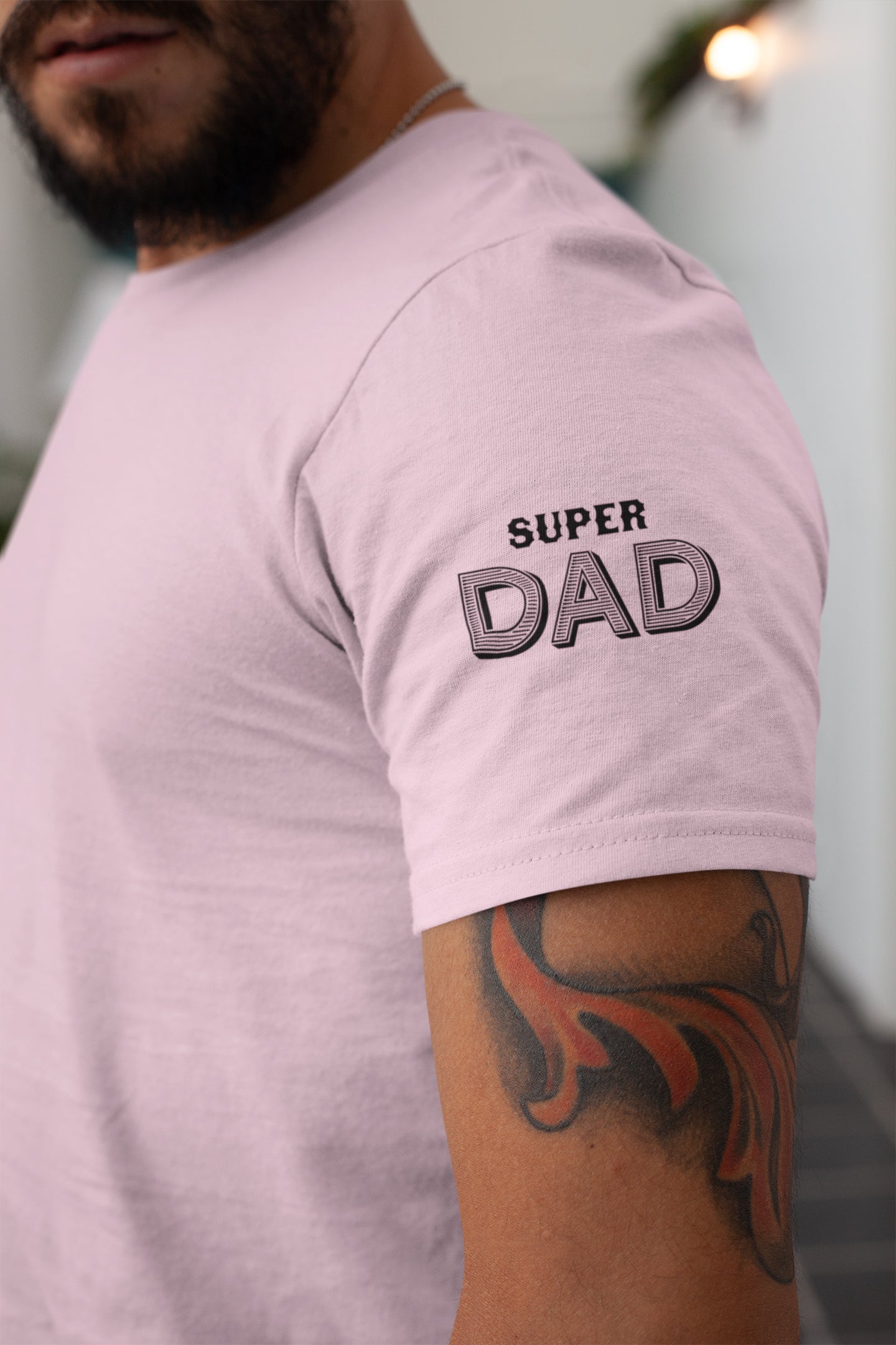 Super Dad Sleeves Print Summer T-shirt for Men