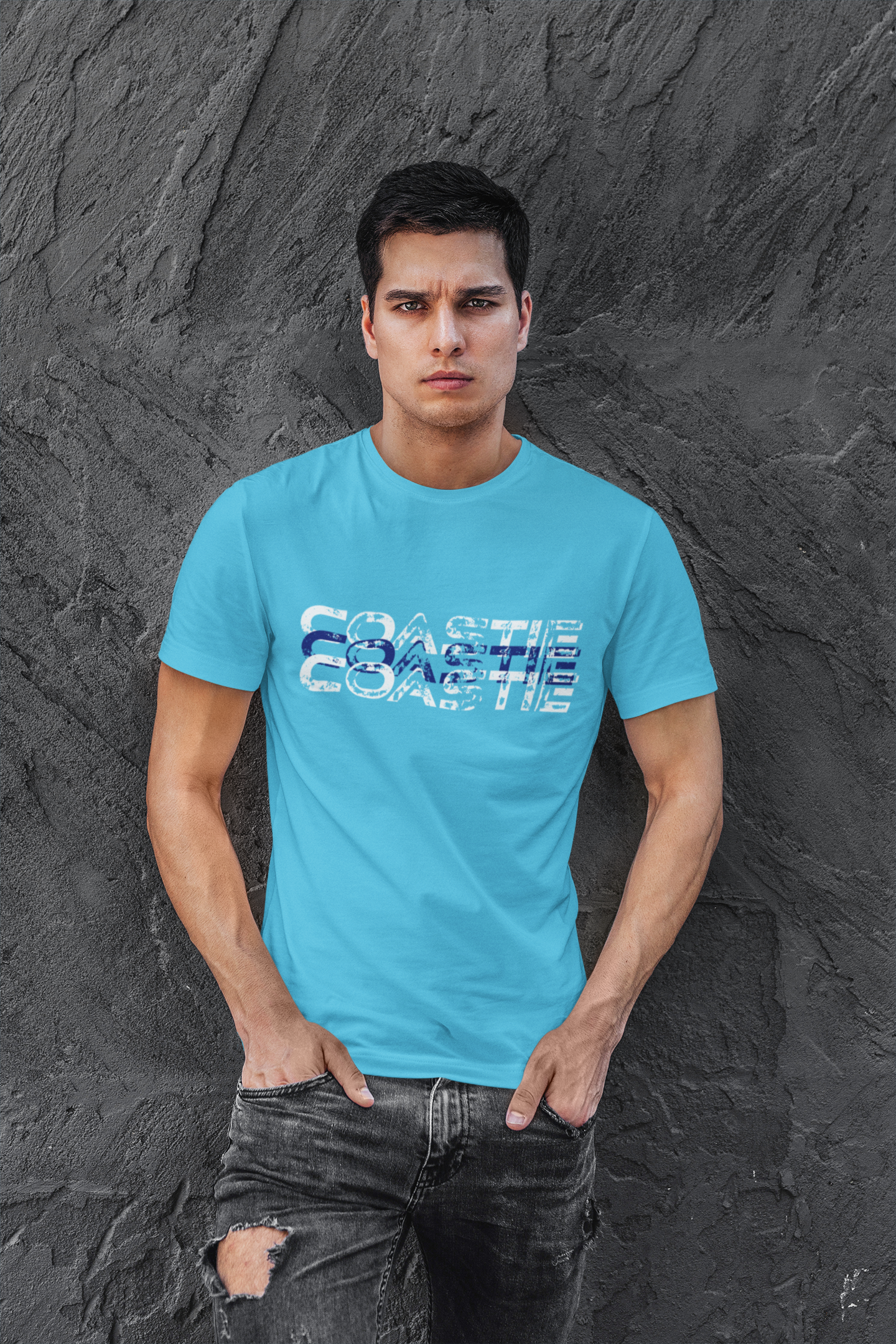 Sommer-T-Shirt für Herren (Coastie mit Lifebuoy-Rückendruck)