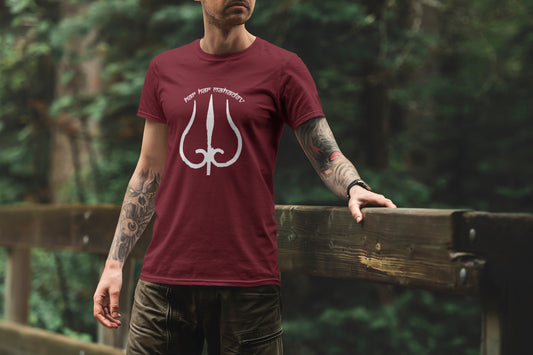 Sommer-T-Shirt für Herren (Har Har Mahadev White Trident)