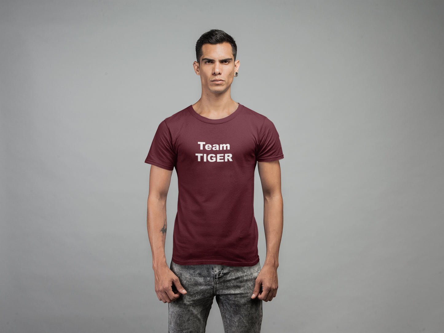Team Tiger Sommer-T-Shirt mit weißem Aufdruck für Herren
