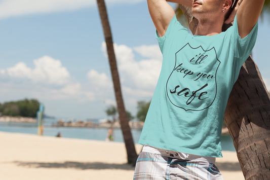 Sommer-T-Shirt mit „I'll Keep You Safe“-Print in Schwarz für Herren