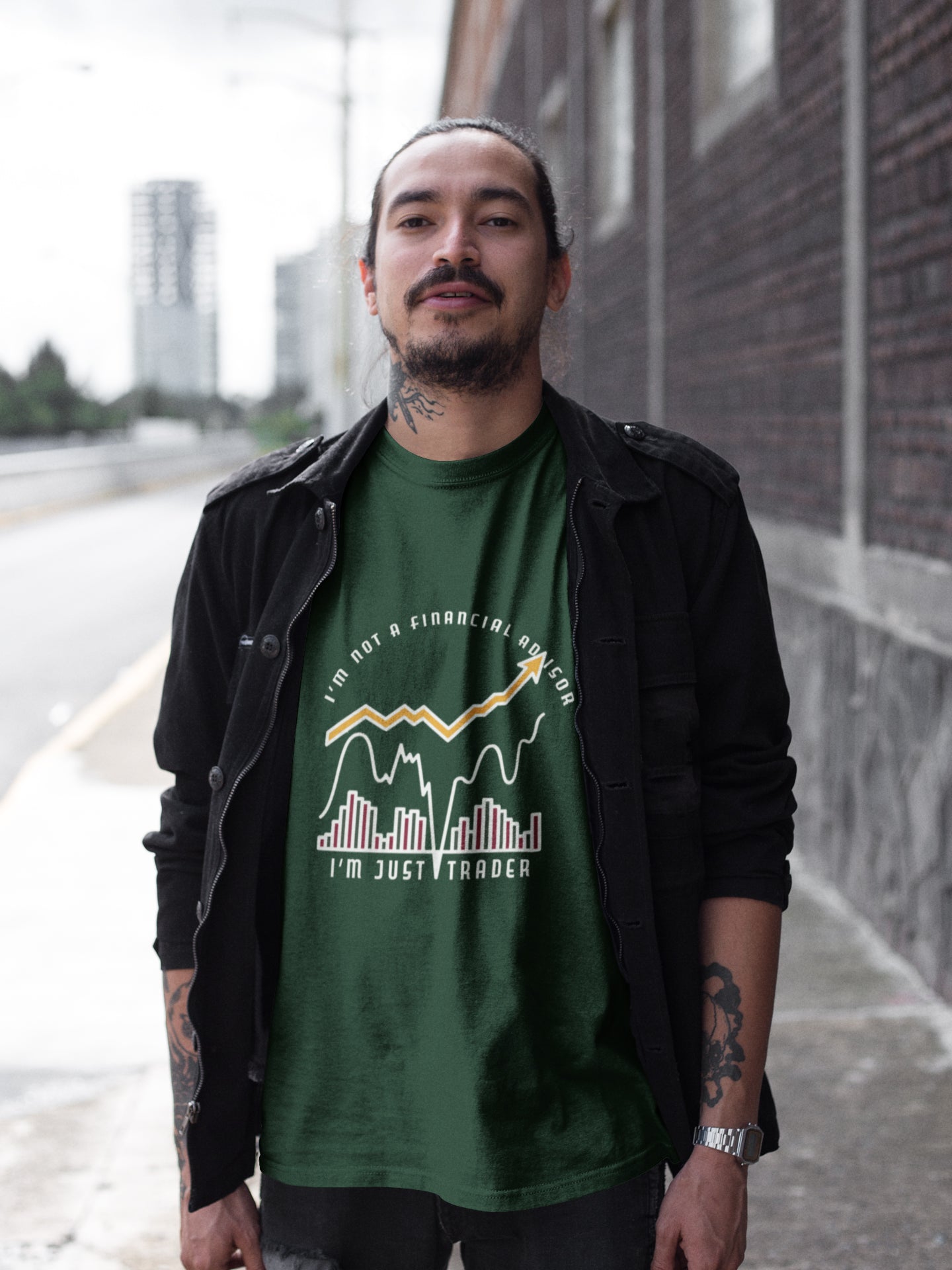 „I Am Just A Trader“-Sommer-T-Shirt mit weißem Aufdruck für Herren