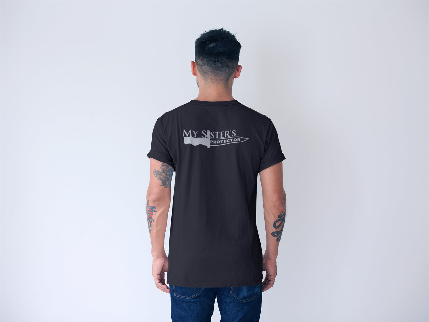 Sommer-T-Shirt mit Aufdruck „My Sister's Protector Back“ für Herren