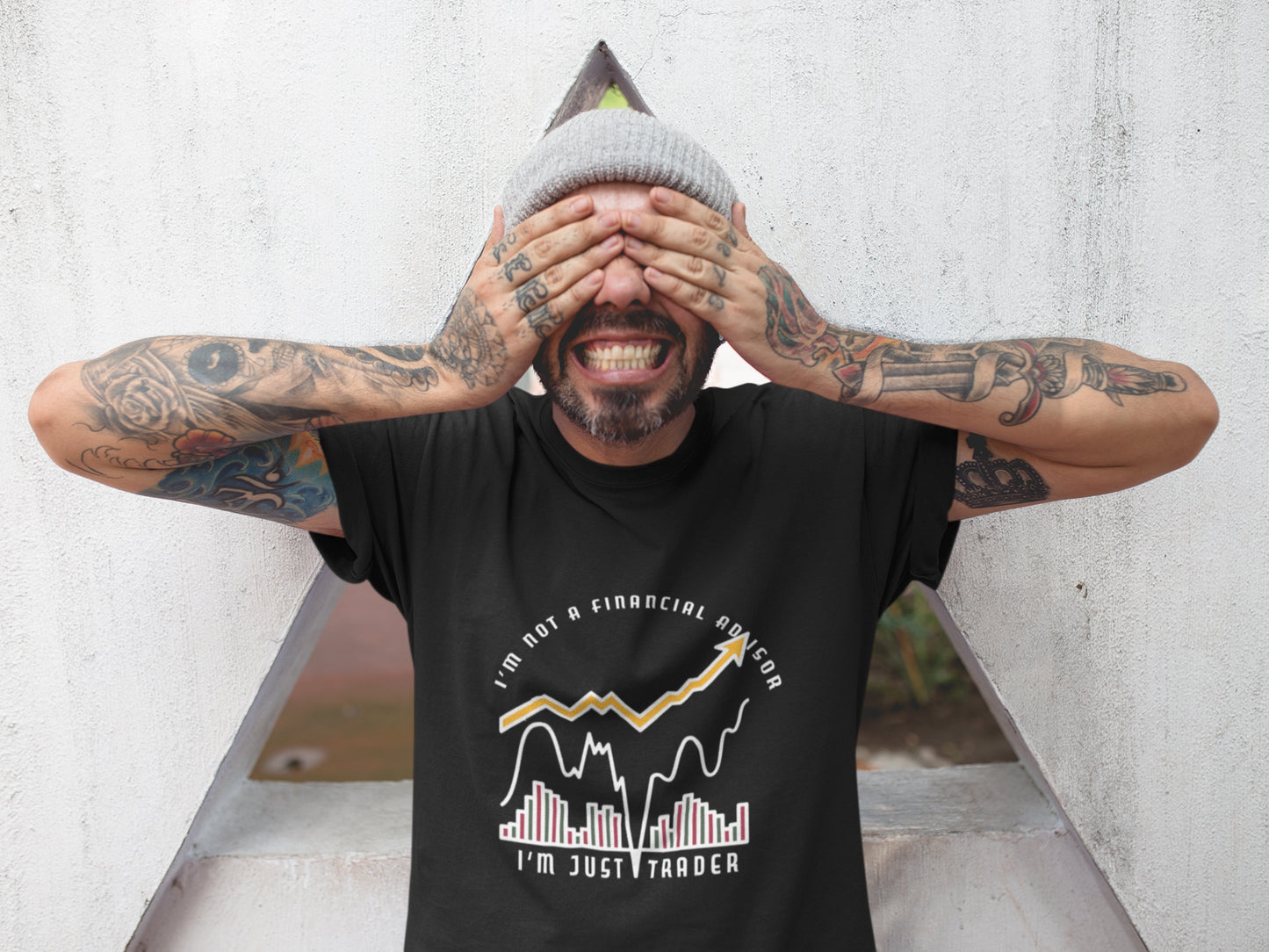 „I Am Just A Trader“-Sommer-T-Shirt mit weißem Aufdruck für Herren