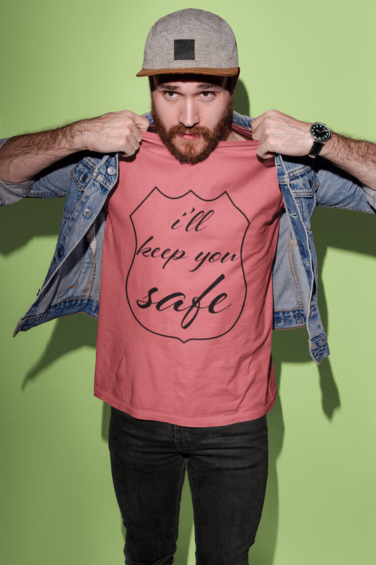 Sommer-T-Shirt mit „I'll Keep You Safe“-Print in Schwarz für Herren