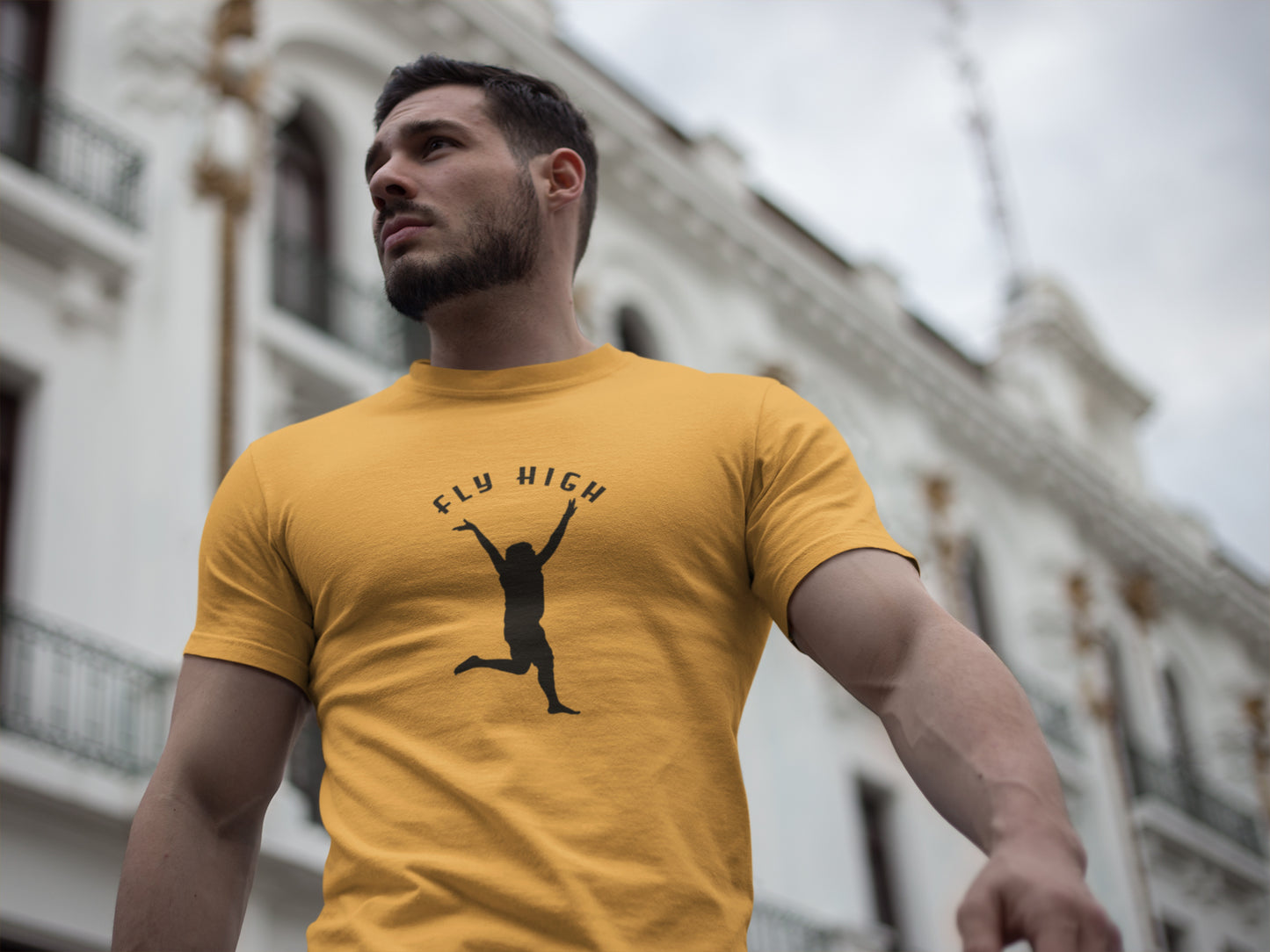Fly High Black Print Summer T-shirt for Men