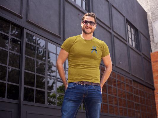 Sommer-T-Shirt mit Band-Mustache-Taschen-Print für Herren
