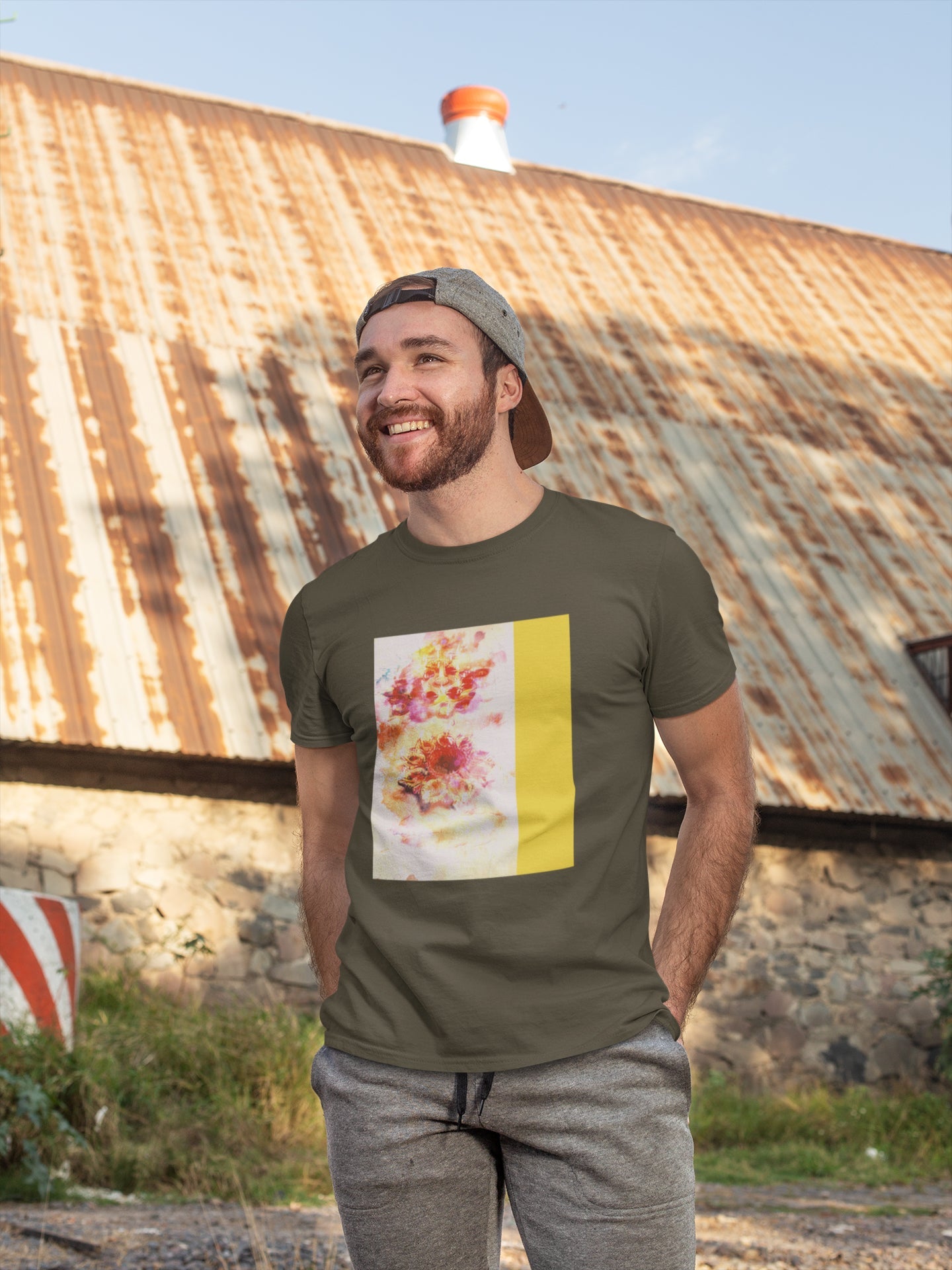 Abstraktes Diya Yellow Art Sommer-T-Shirt für Männer