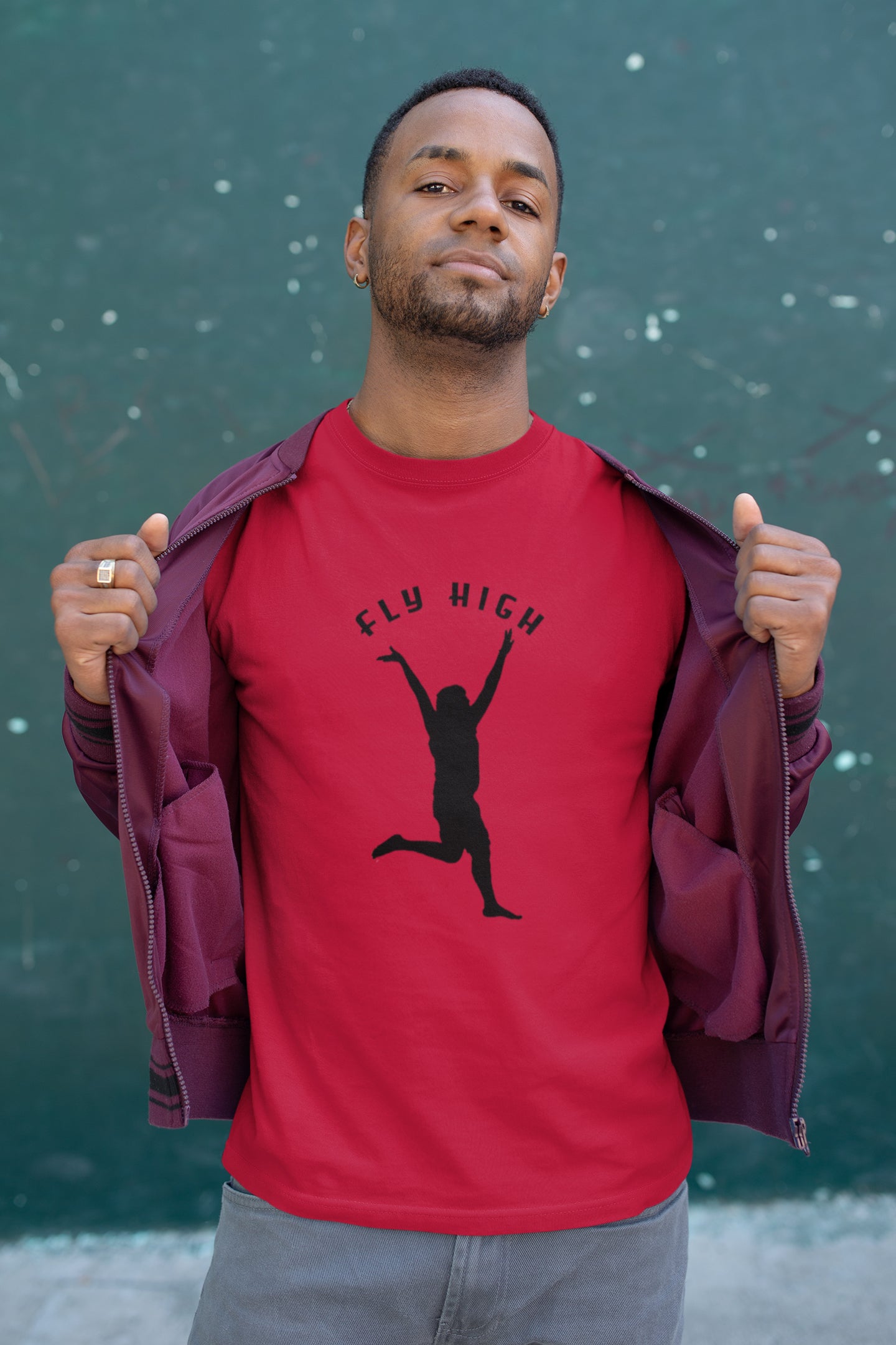 Fly High Black Print Summer T-shirt for Men