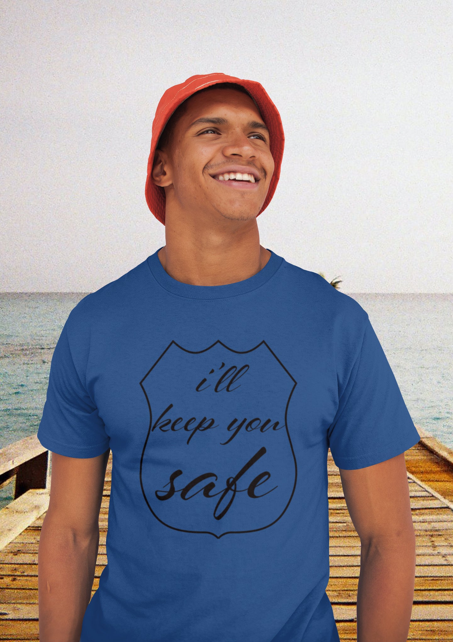 Sommer-T-Shirt mit „I'll Keep You Safe“-Print in Schwarz für Herren