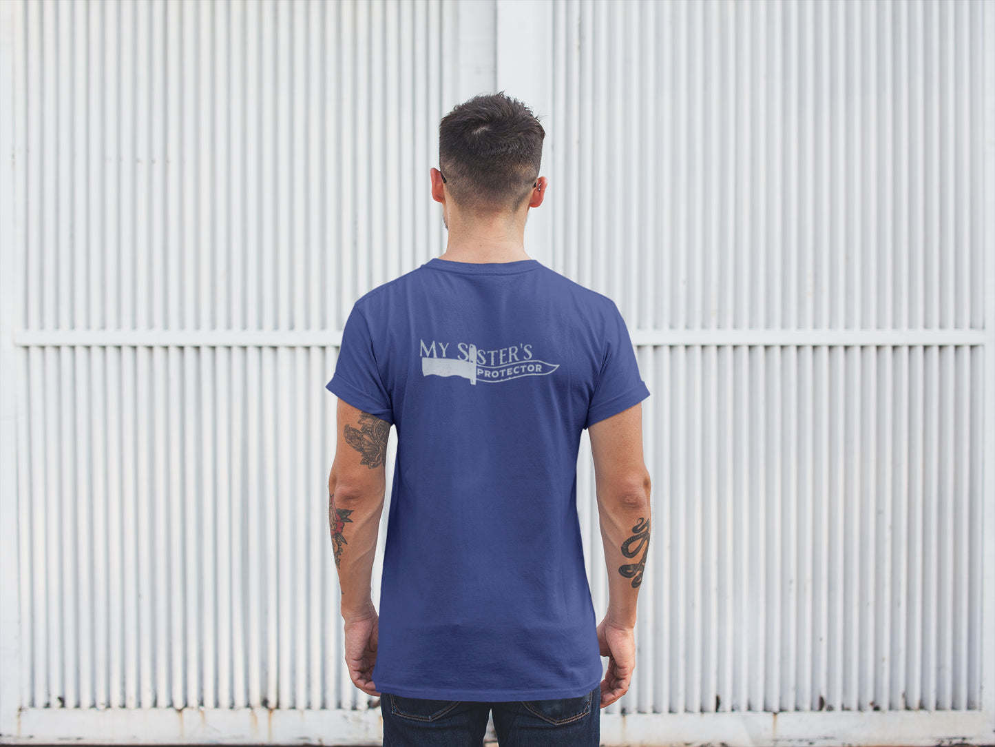 Sommer-T-Shirt mit Aufdruck „My Sister's Protector Back“ für Herren